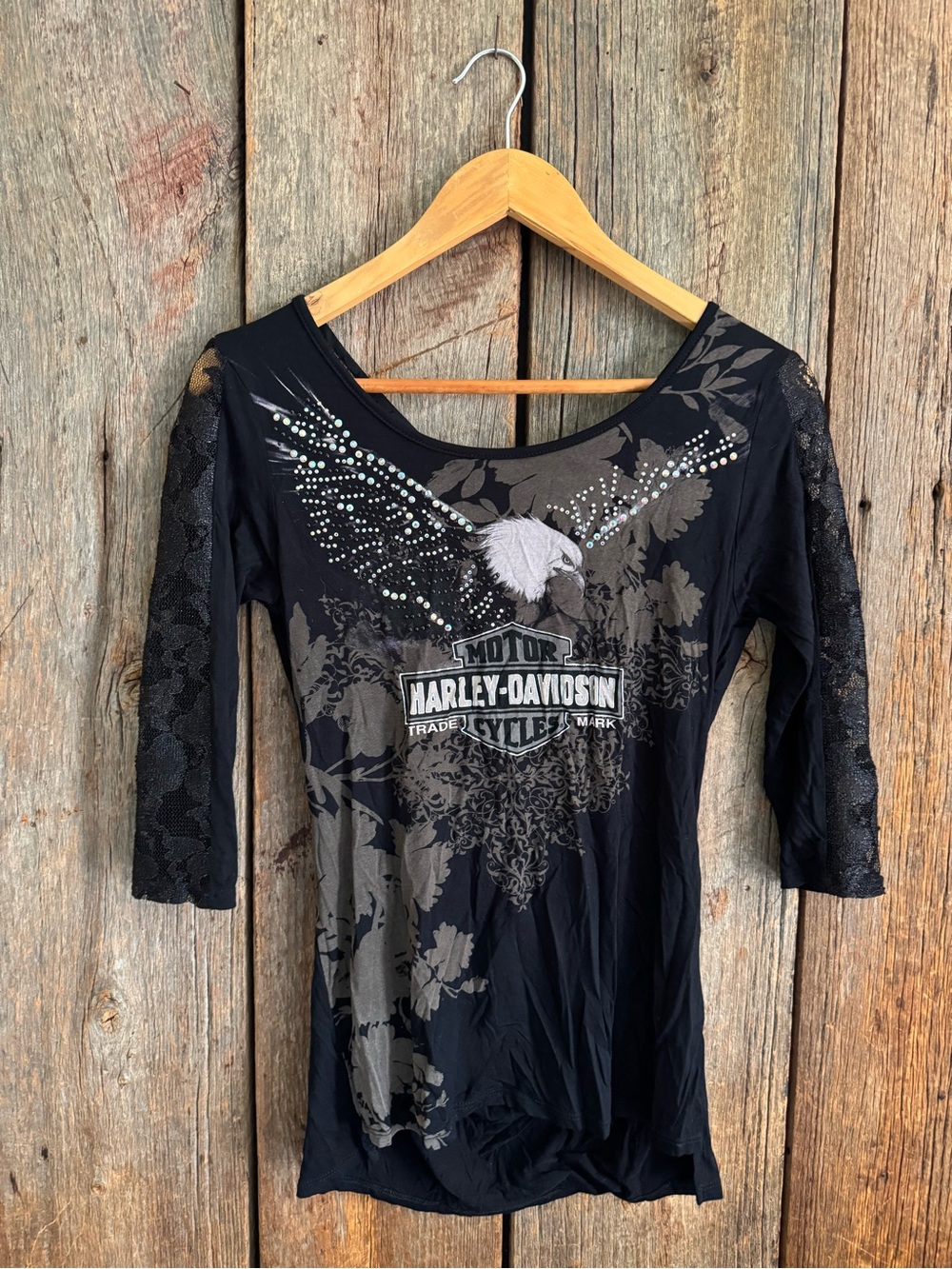 Harley-Davidson Black Logo Patch Studded Top
